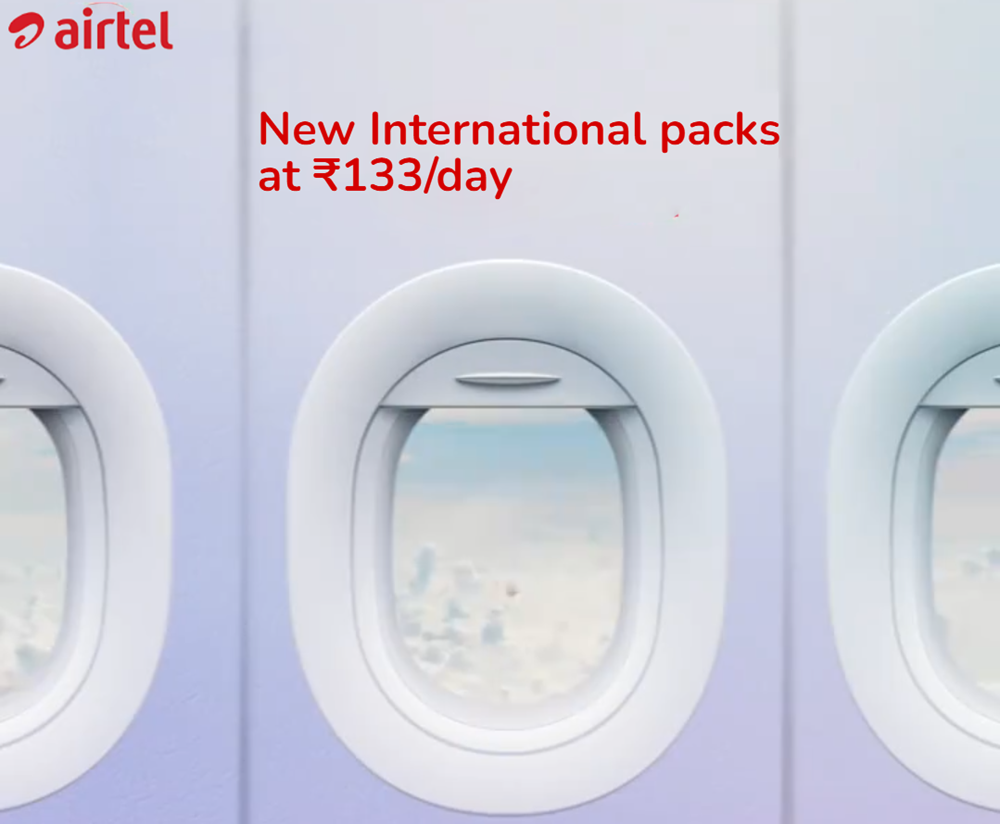 Airtel International roaming packs starting at Rs. 133 per day